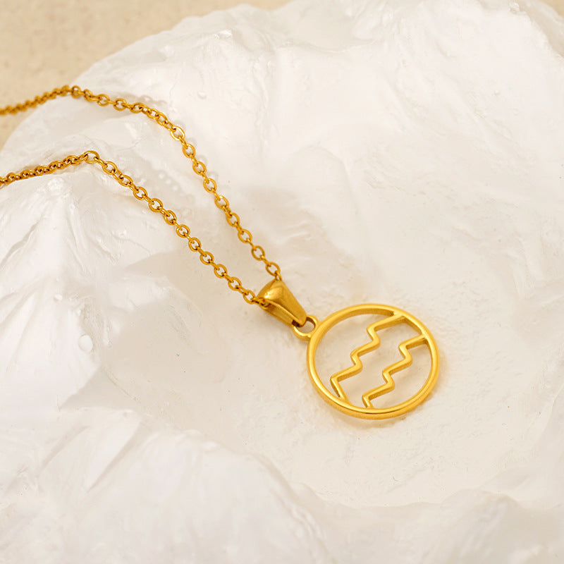 Fashion Titanium Steel Necklace Twelve Constellation