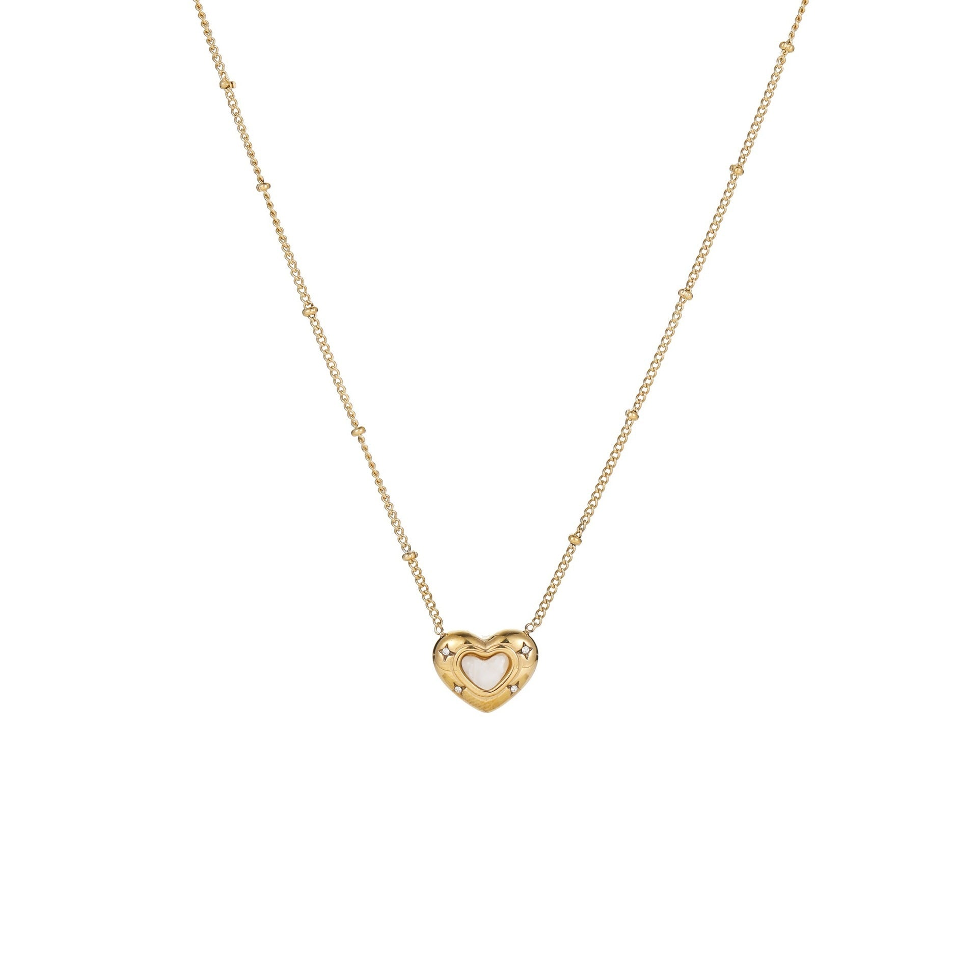 Fashion Design Love Heart-shaped Natural Stone Pendant Titanium Steel Necklace Ins