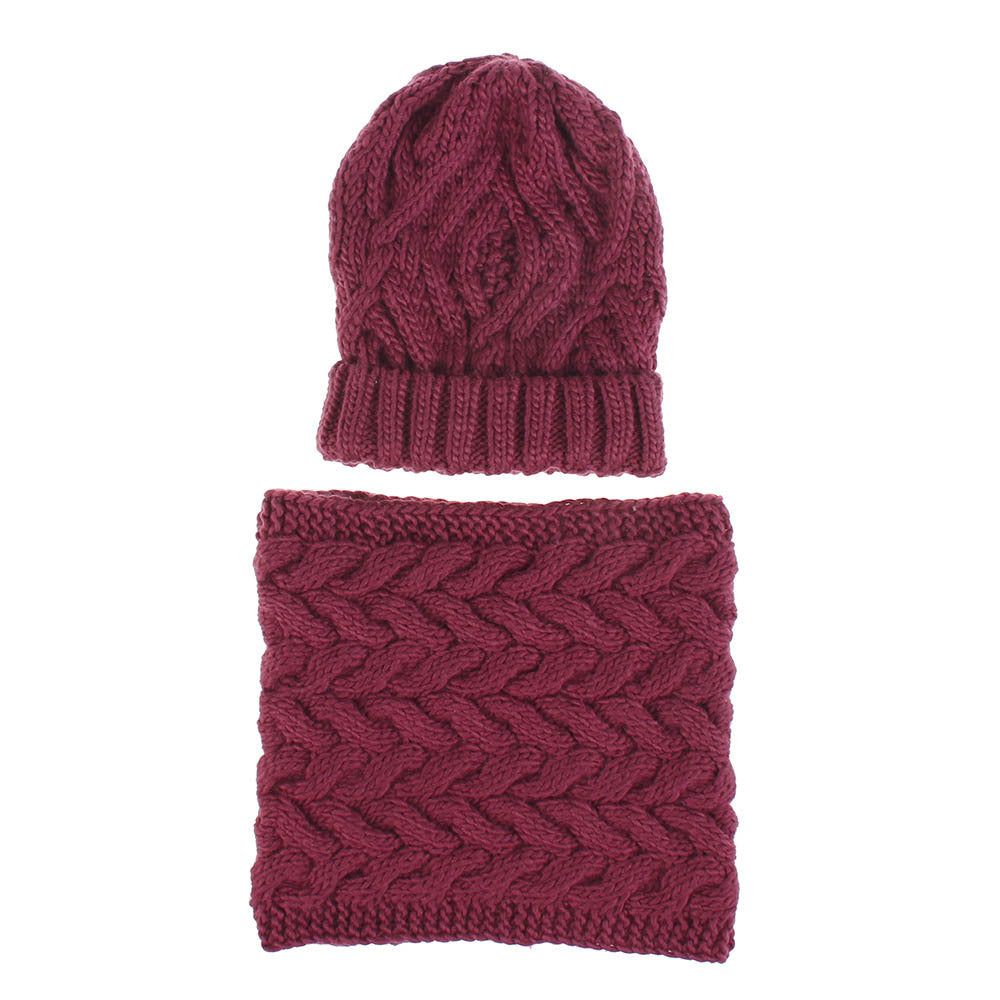 Two-piece knitted hat hat bib set