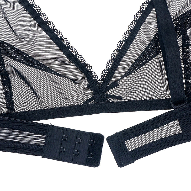 Transparent deep V underwear bra and high waist panties