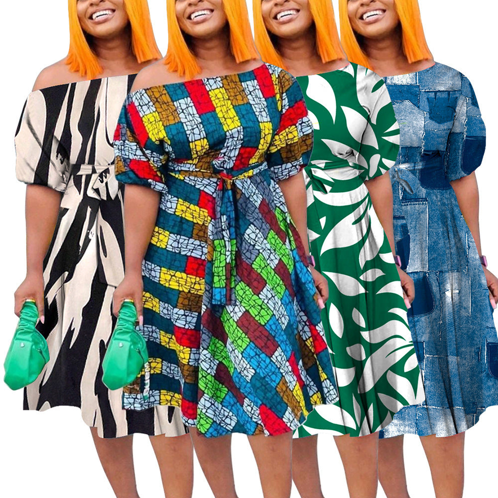 Fashion Elegant Tied African Plus Size Long Dress
