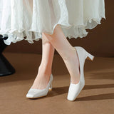Classic Style High Heel Patent Leather Square Toe Light Luxury French Shoes