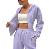 Hooded Cardigan Slim Fit Casual Two-piece Suit Women