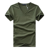 Men V Neck Cotton Short Sleeve T-Shirts