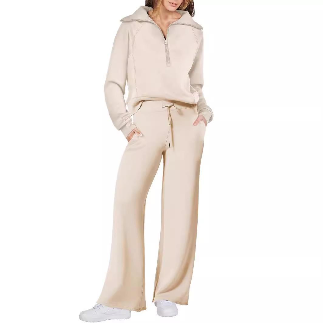 Women's Zip-Up Hooded Sweatshirt Set -Casual Daily Wear, Raglan Sleeves & Thumb Holes, PerfectFall Long Sleeve Hoodie