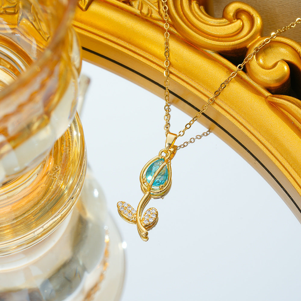 Zircon Tulip Non-fading Necklace For Women