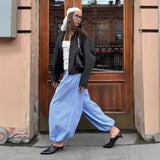 Elastic Waist Striped Loose Lantern Trousers