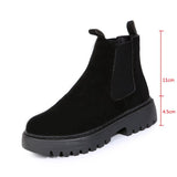 Women Ankle Boots Solid Color Chunky Boots Autumn Winter Platform Shoes