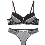 Simple Lace Bow Ladies Bra Set