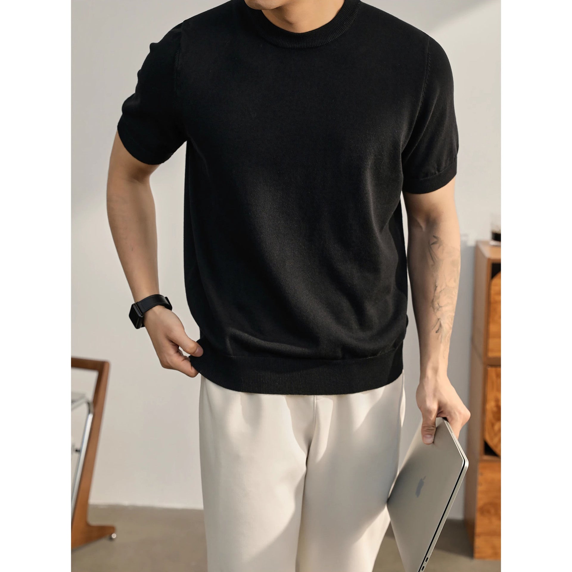 Plus Size Short-sleeved Sweater Men's Lightly Mature Casual