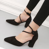 New European crude with suede shallow mouth foot ring Strap Ladies High Heels Sandals Shoes