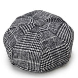 Ladies Casual Fashion Woolen Plaid Newsboy Hat