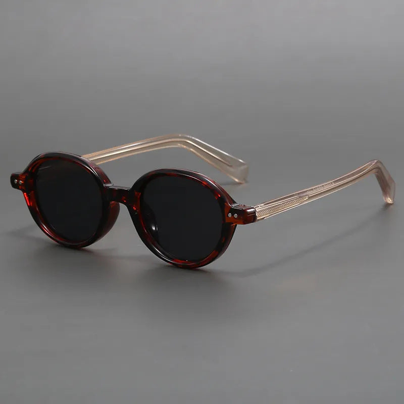 Retro Oval Black Frame Sun Shade Glasses