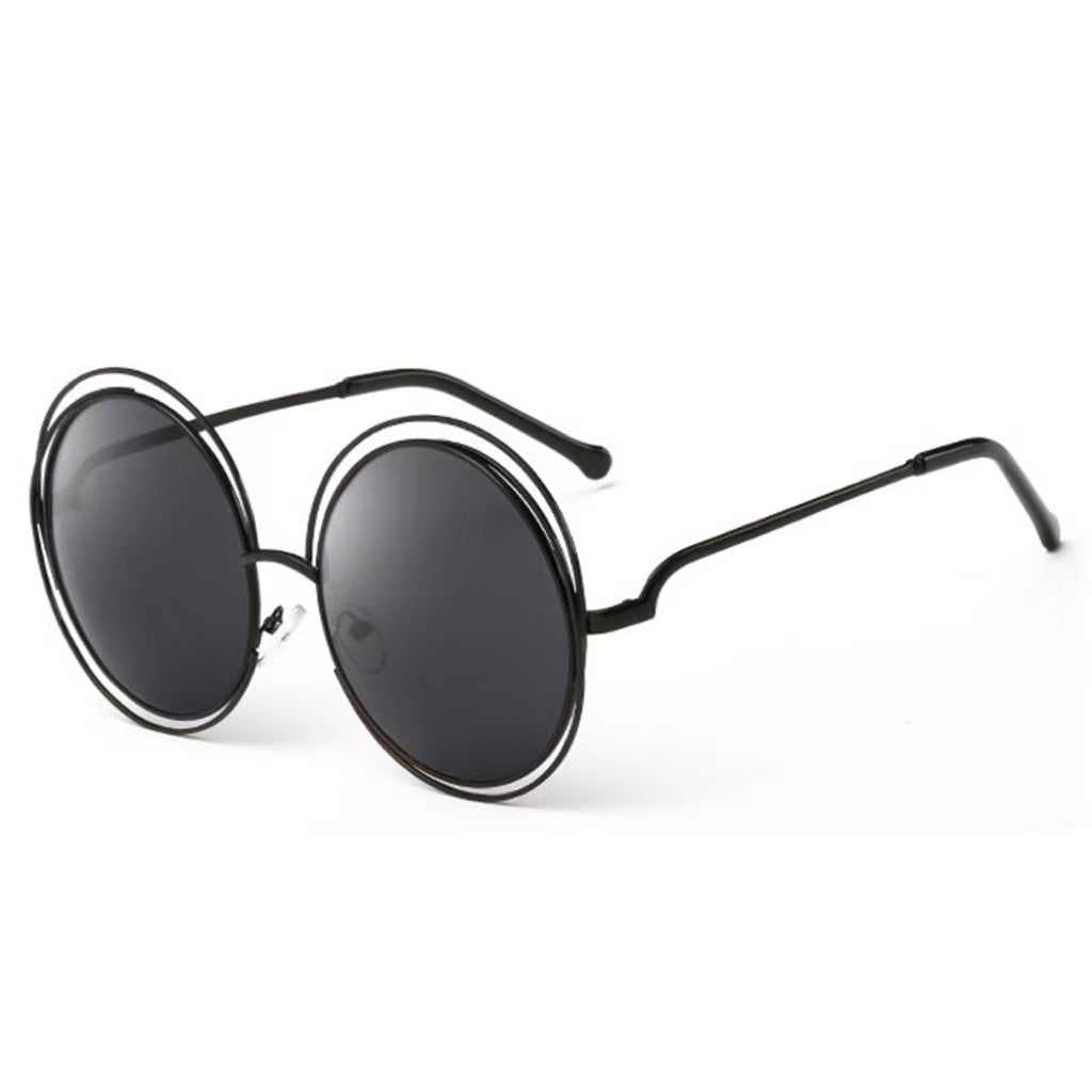 Large Frame Round Frame Women's Sun Glasses True Film Ink Mirror Flat Light Mirror