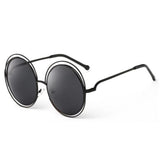 Large Frame Round Frame Women's Sun Glasses True Film Ink Mirror Flat Light Mirror