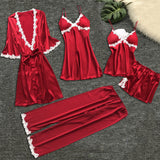 KF Wild Lady Sexy Lace Splicing Sling Pajamas Five-piece Set Multi-color Series Foreign Trade Sexy Sleepwear Suit