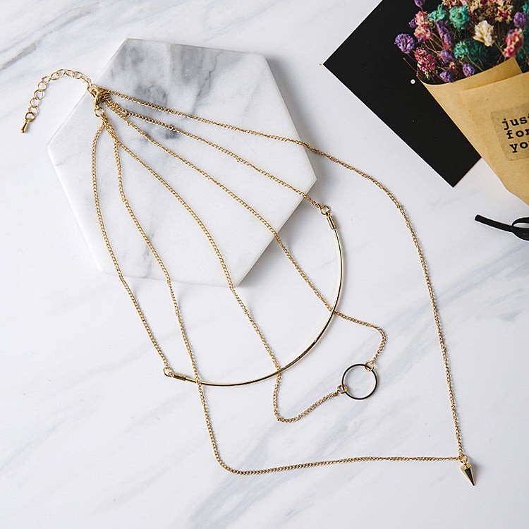 Korean Fashion Multideck Design Long Necklace Joker Simple Collarbone Kolye For Women Party Accessories