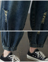 New Literary Style Jean Printed Nine - Minute Overalls Women