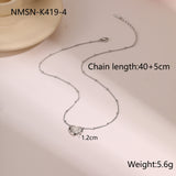 Fashion Design Love Heart-shaped Natural Stone Pendant Titanium Steel Necklace Ins