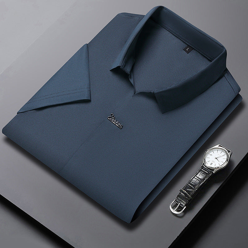 Ice Silk Short Sleeve Men's Fashion Casual Lapel