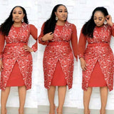 African plus size clothing new chiffon stitching jacket dress two-piece suit
