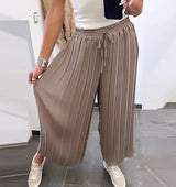 High Waist Casual Draping Pleated Straight-leg Pants