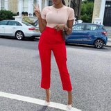 Elegant OL Professional Suit Pants Slim Skinny Pants African High Waist Casual