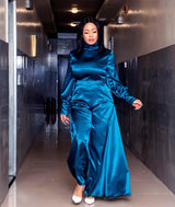 African Women's Fashion Temperament Horn Stretch Satin FabricJ Umpsuit