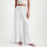 Pleated Elastic Waist Pants Female Wide-leg Casual Pants