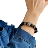 Natural Silver Stone Bracelet Vintage Natural Obsidian Neutral Crystal Bracelet