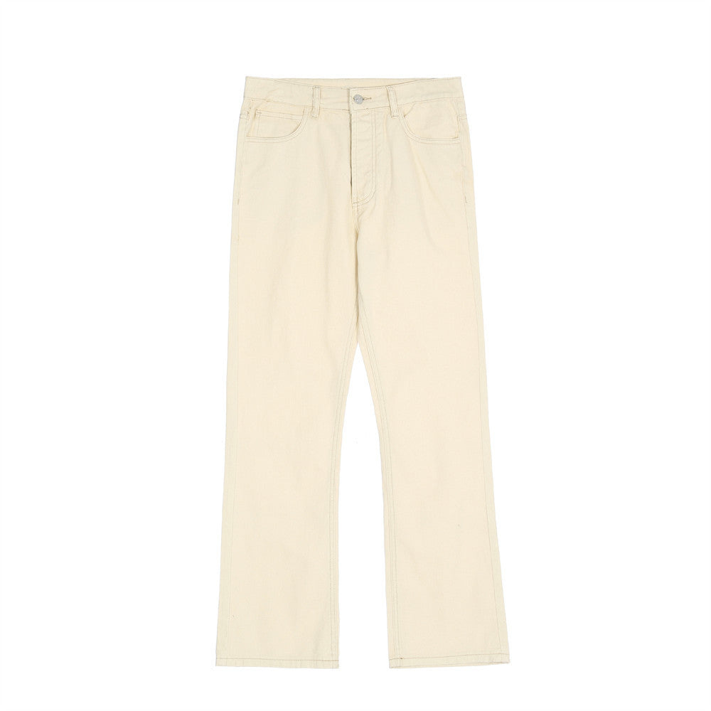 Pure Color Washed Jeans For Men