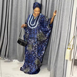 African Embroidered Printed Loose Robe With Headscarf