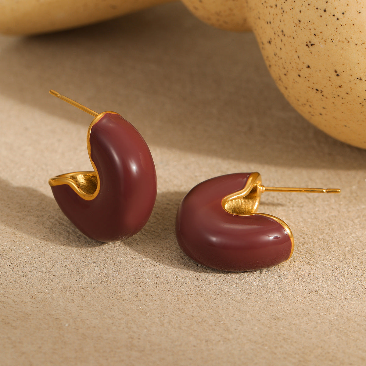 European, American And French Style Maillard Titanium Steel Earrings Minimalist Commuter