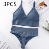 Women's Thin French Style No Steel Ring Panties And Bra Set