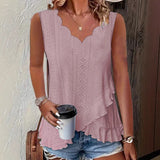 Casual Solid Color Figured Cloth Fanbei Edge V-neck