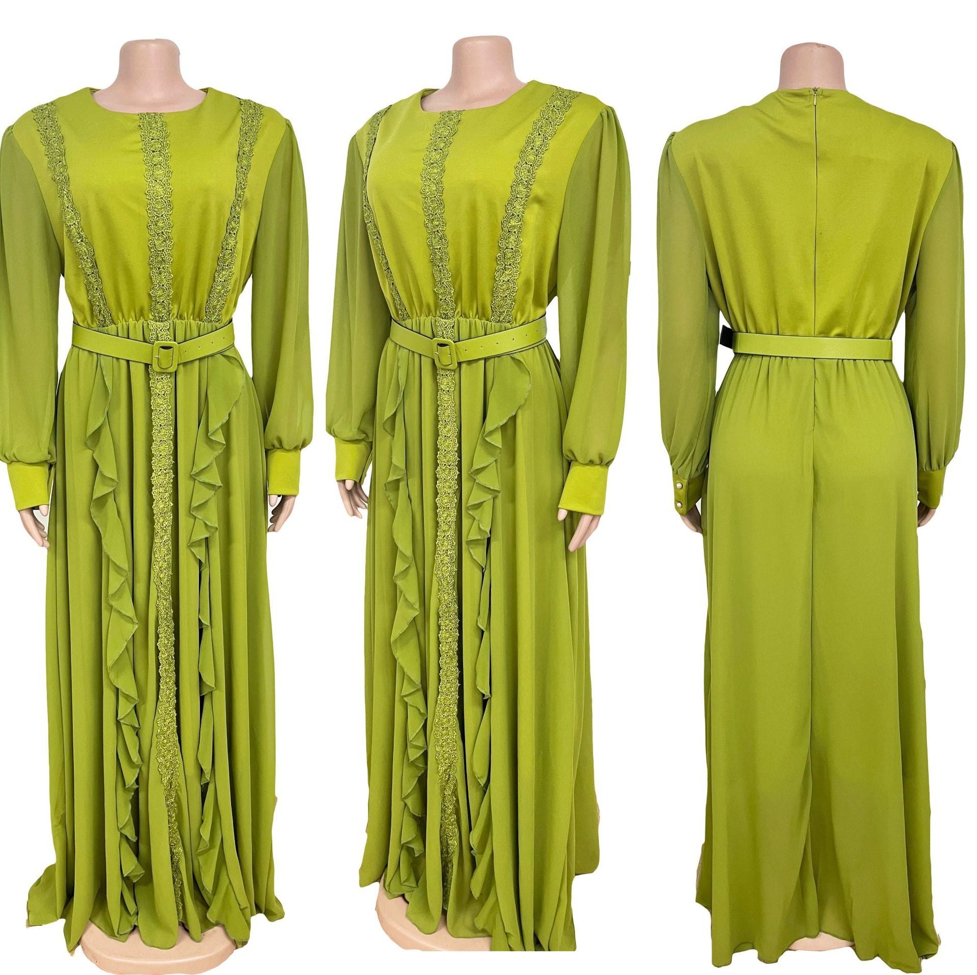 Lace Heavy Industry Chiffon African Dress Floor Length