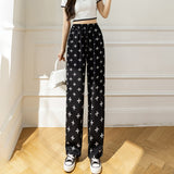 Draping Mopping Pants Straight Ink Painting Dye Pants For Women