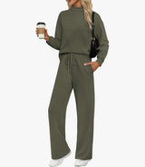 Women's Long-sleeved Sweater And Wide-leg Pants Two-piece Suit