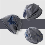 Lazy Pile Heap Cap Children Solid Color Curling Sleeve Cap Butterfly Retro
