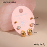 Three-to-one Card Titanium Steel Ear Studs