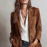 Elegant Retro Suede Single-breasted Women's Jacket