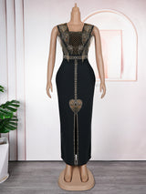 Fashion V-neck Dress African Plus Size Hip Bag