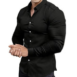 Printed Business Leisure Iron-free Solid Color Polo Collar Shirt