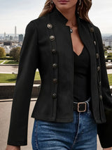 New Women’s Fashion Casual Women’s Jacket, Solid Color Double Breasted Decorative Jacket, Spring And Autumn Retro Long Sleeve Jacket, Women’s Clothing