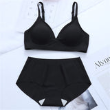Korean Naked Extended Bra Set Ladies' Traceless Rim-free Underwear Thickened Small Breasts Gathering
