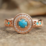 Women's Turquoise Ethnic Style Oil Micro Inlaid Zircon Ring