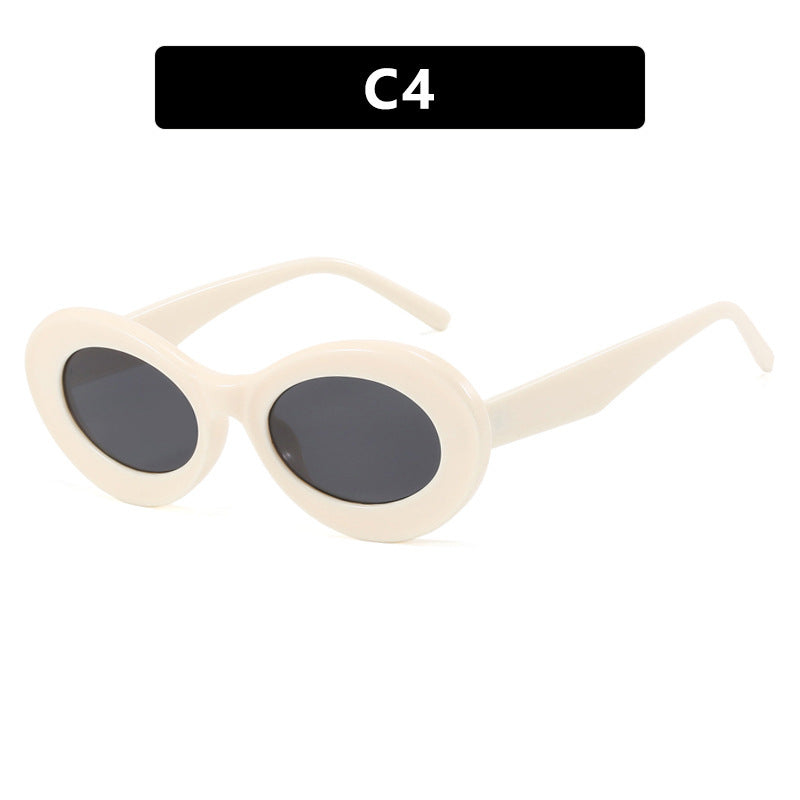 European And American Retro Oval Small Frame Sun Glasses