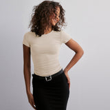 Women's Spring And Summer Solid Color Top Slim Slimming Short-sleeved T-shirt