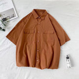 Men's Summer Korean Style Handsome Workwear Tops Shirt