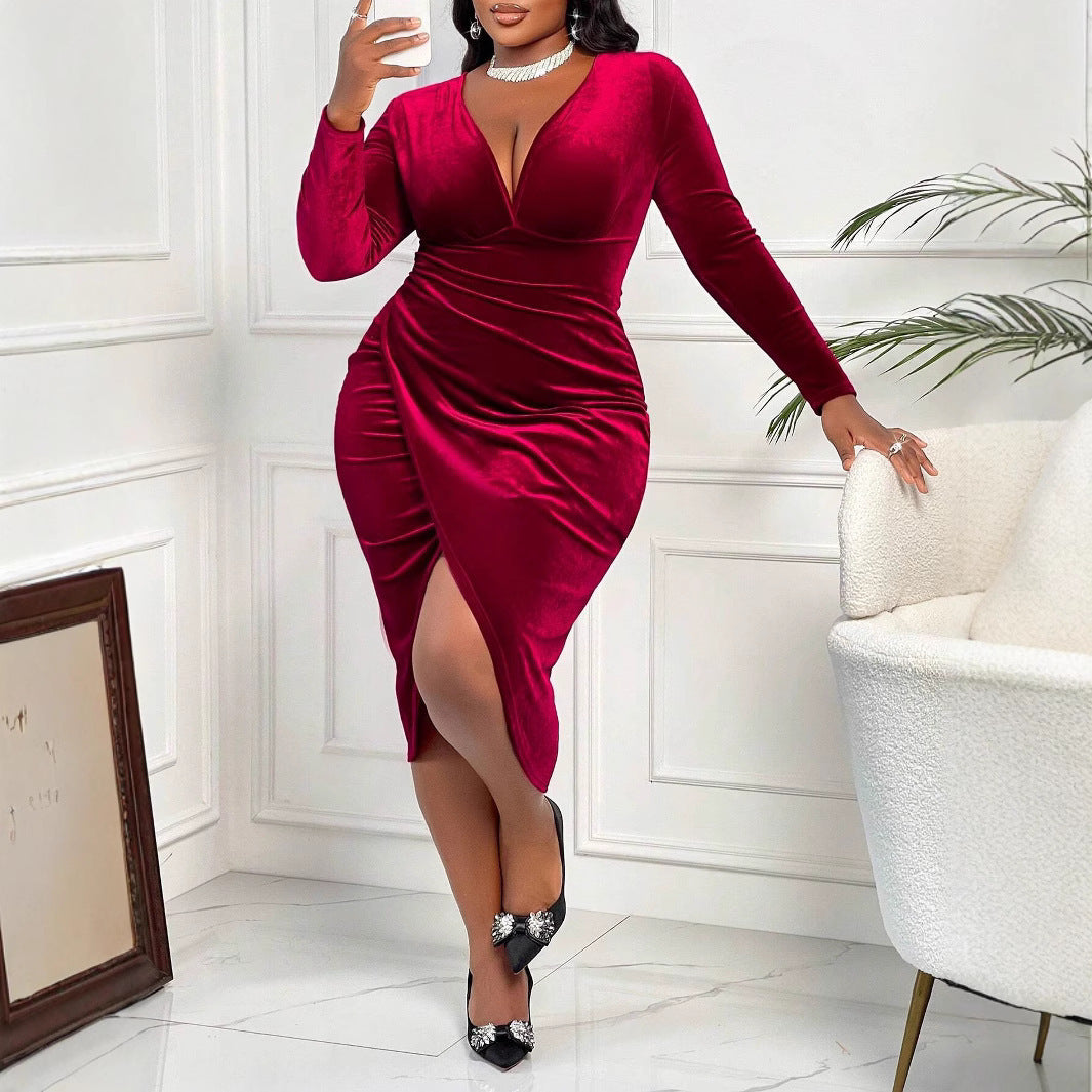 Fashion Personality Solid Color Female Dress